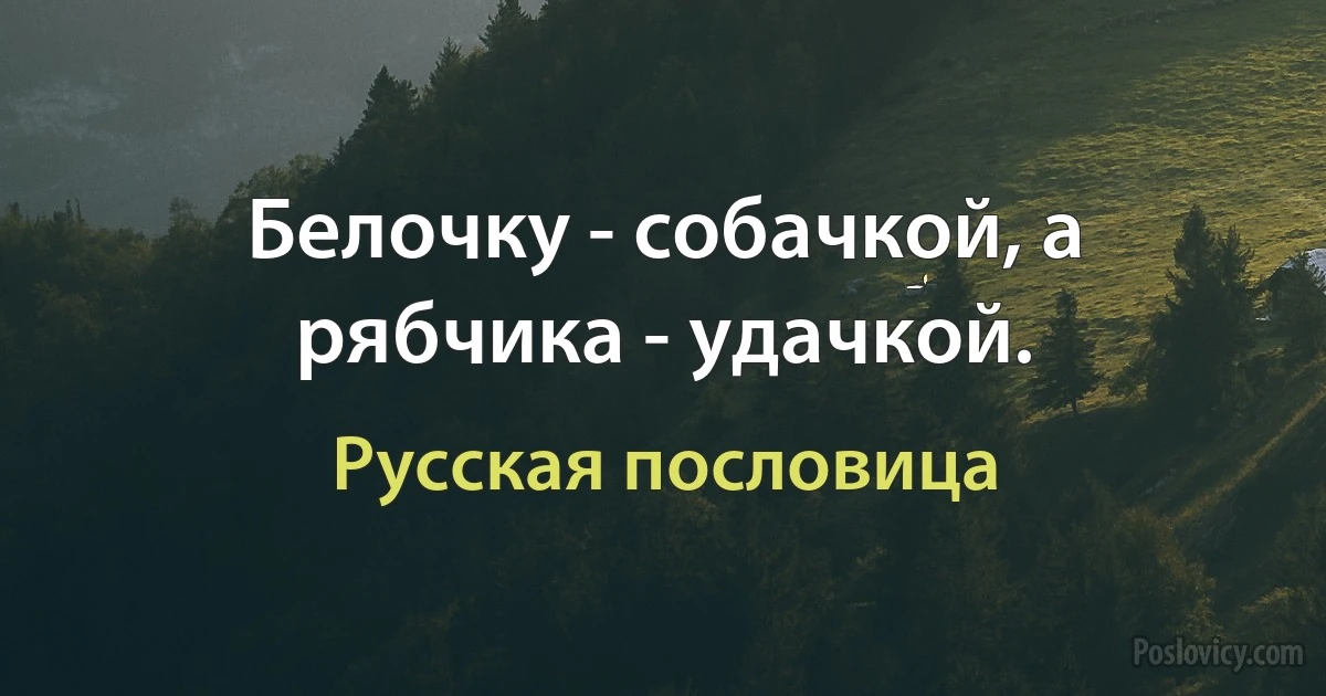 Белочку - собачкой, а рябчика - удачкой. (Русская пословица)