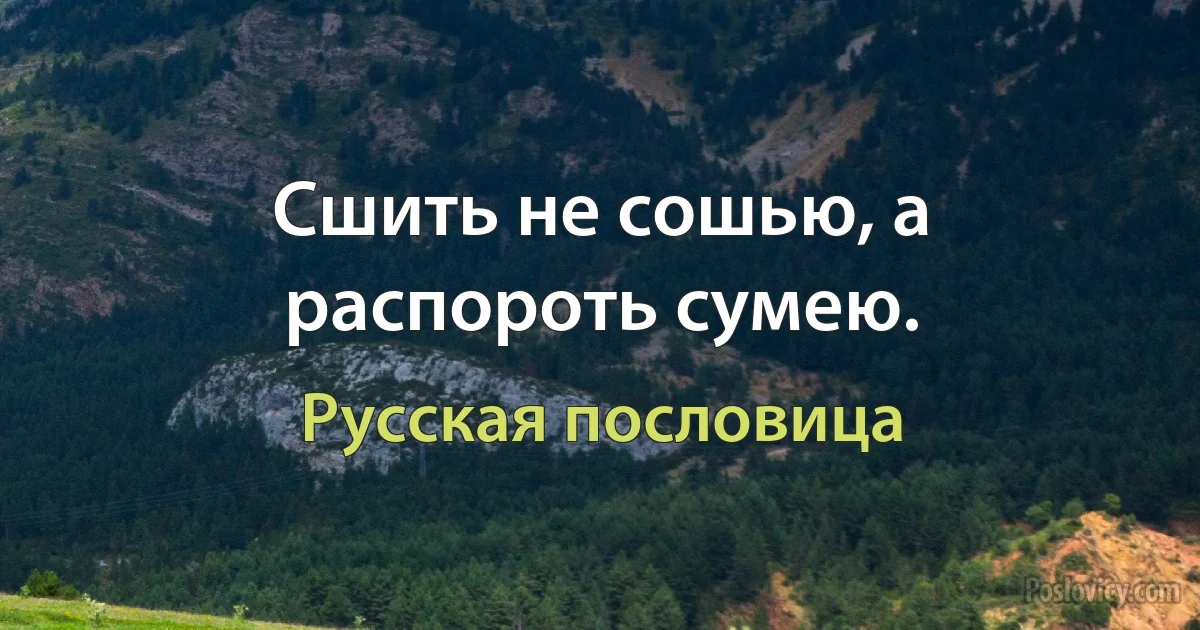 Сшить не сошью, а распороть сумею. (Русская пословица)