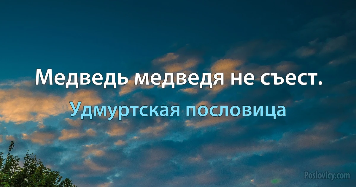 Медведь медведя не съест. (Удмуртская пословица)