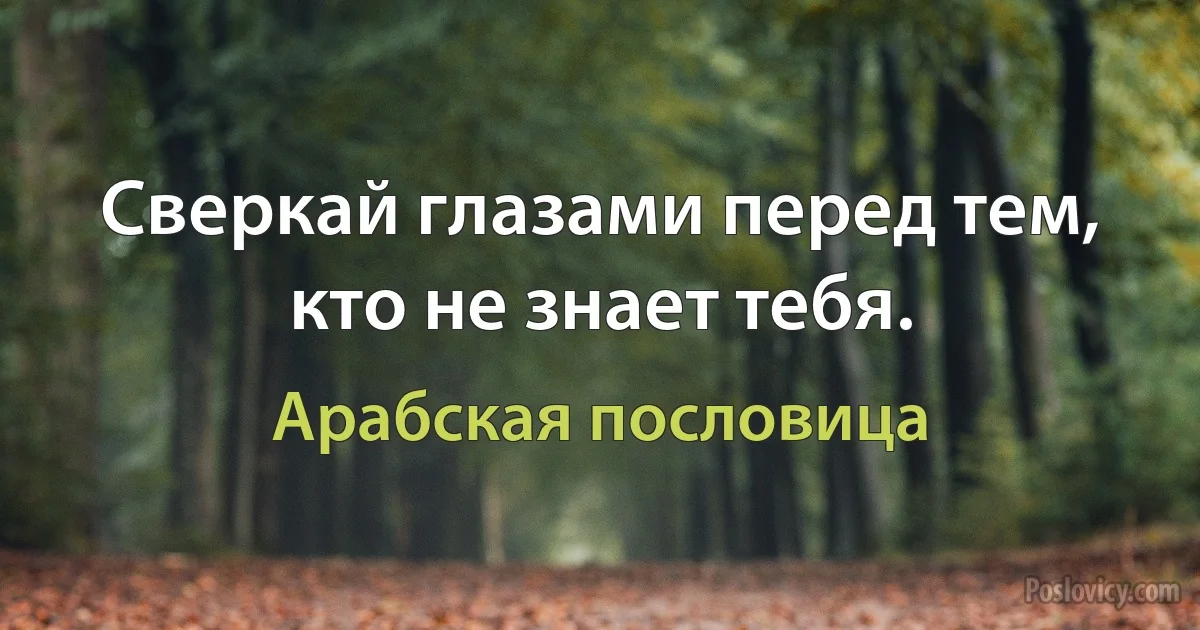 Сверкай глазами перед тем, кто не знает тебя. (Арабская пословица)