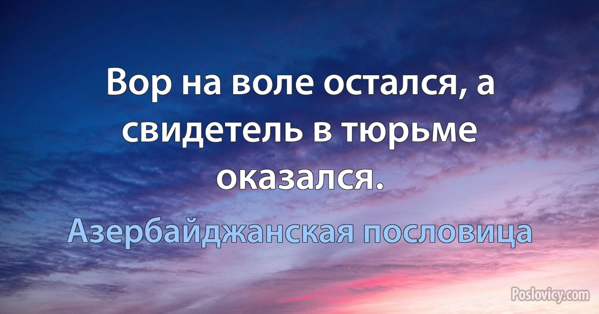 Вор на воле остался, а свидетель в тюрьме оказался. (Азербайджанская пословица)