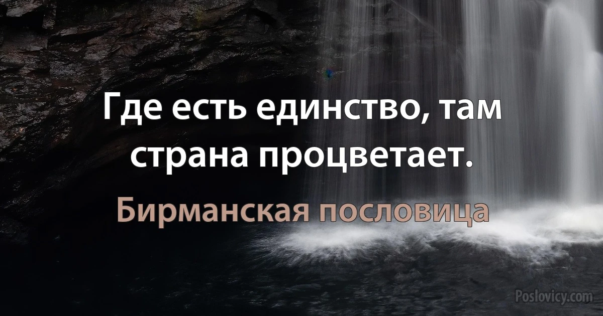 Где есть единство, там страна процветает. (Бирманская пословица)