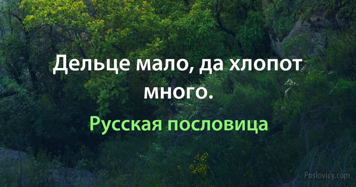 Дельце мало, да хлопот много. (Русская пословица)