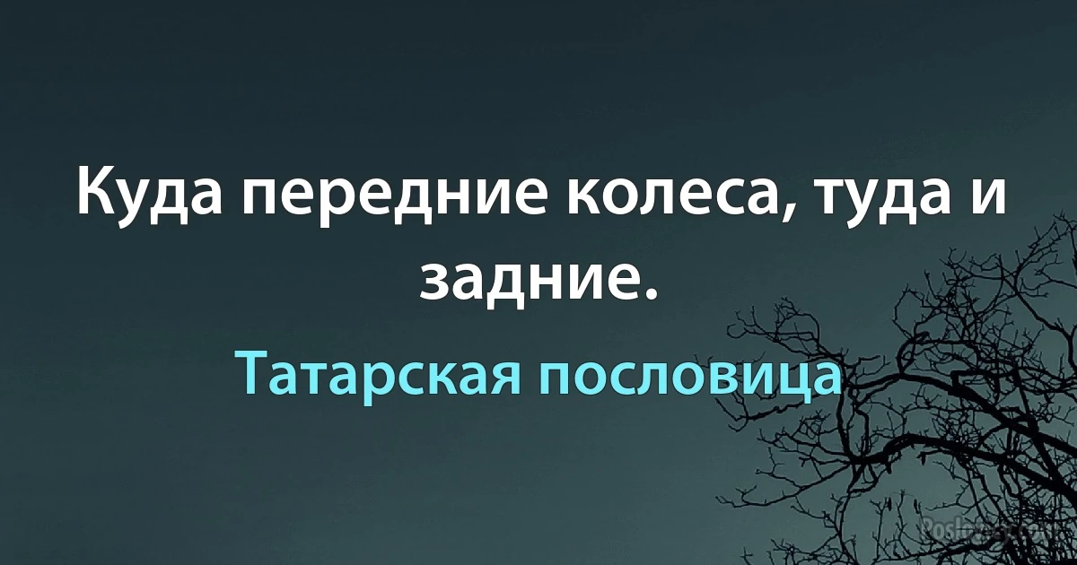 Куда передние колеса, туда и задние. (Татарская пословица)