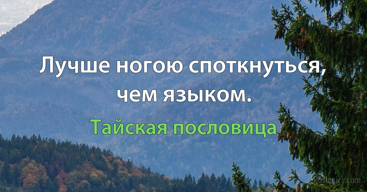 Лучше ногою споткнуться, чем языком. (Тайская пословица)