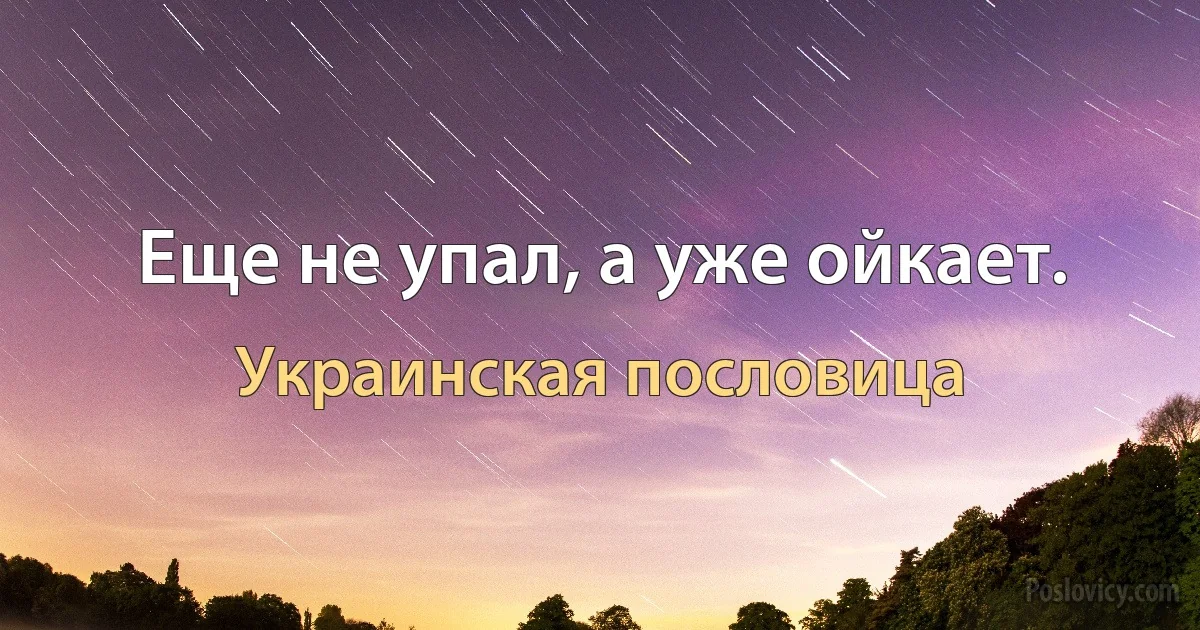 Еще не упал, а уже ойкает. (Украинская пословица)