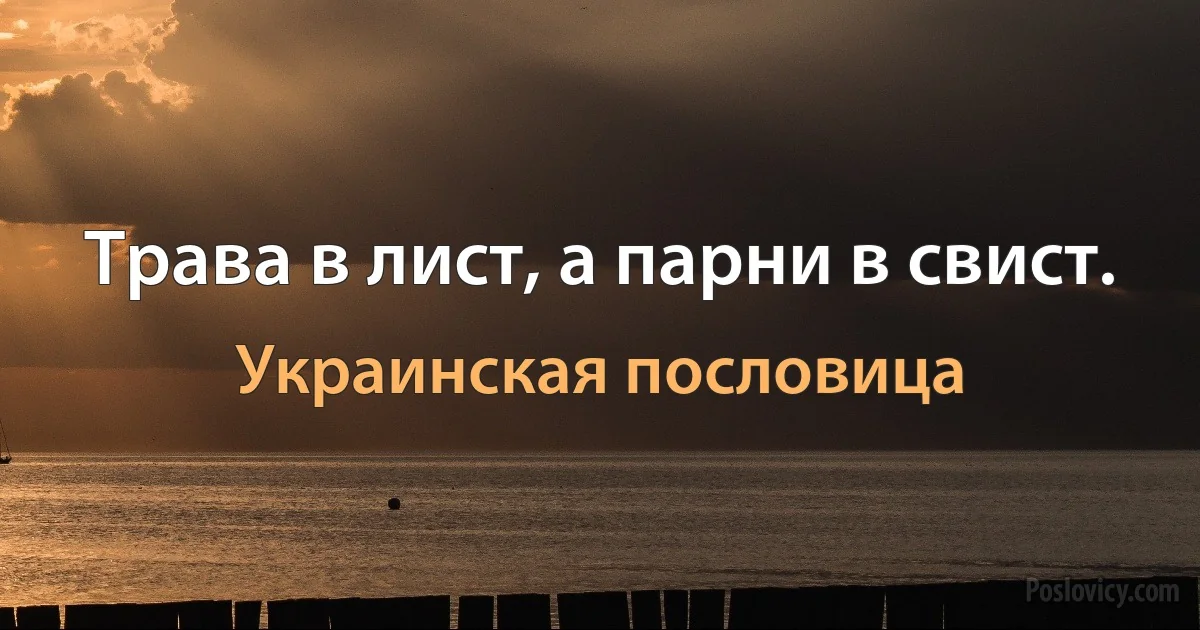 Трава в лист, а парни в свист. (Украинская пословица)