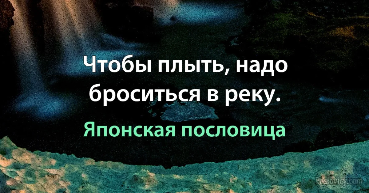 Чтобы плыть, надо броситься в реку. (Японская пословица)