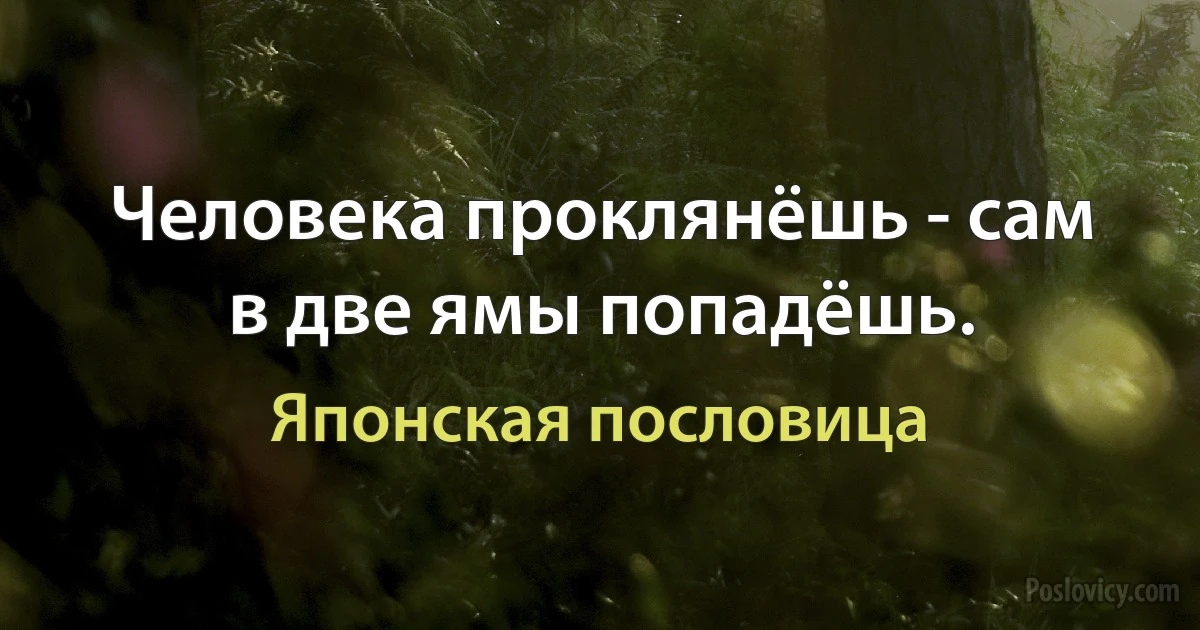 Человека проклянёшь - сам в две ямы попадёшь. (Японская пословица)