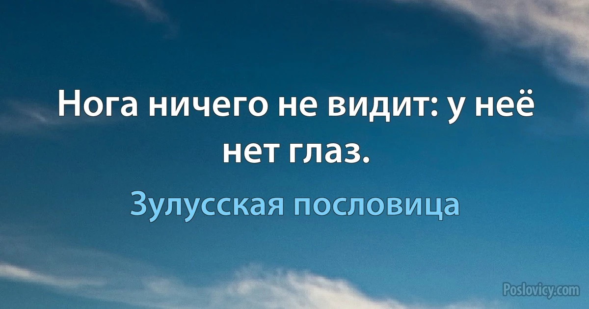 Нога ничего не видит: у неё нет глаз. (Зулусская пословица)