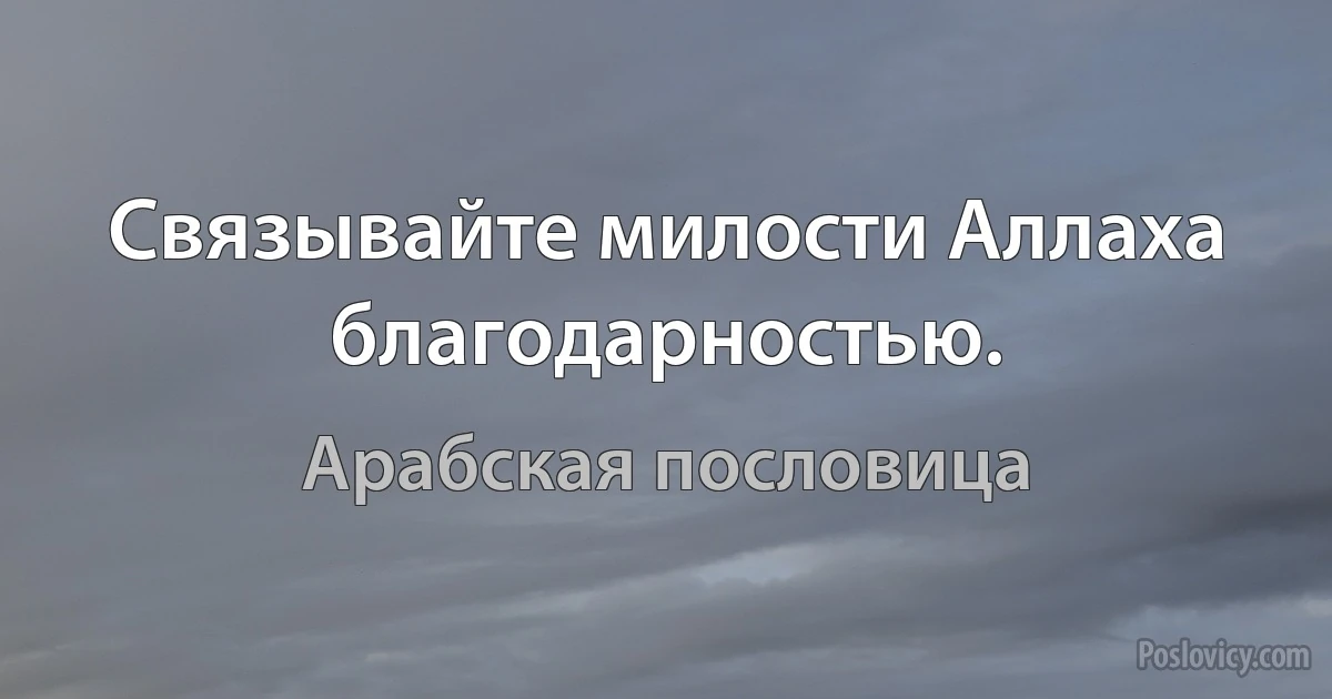 Связывайте милости Аллаха благодарностью. (Арабская пословица)