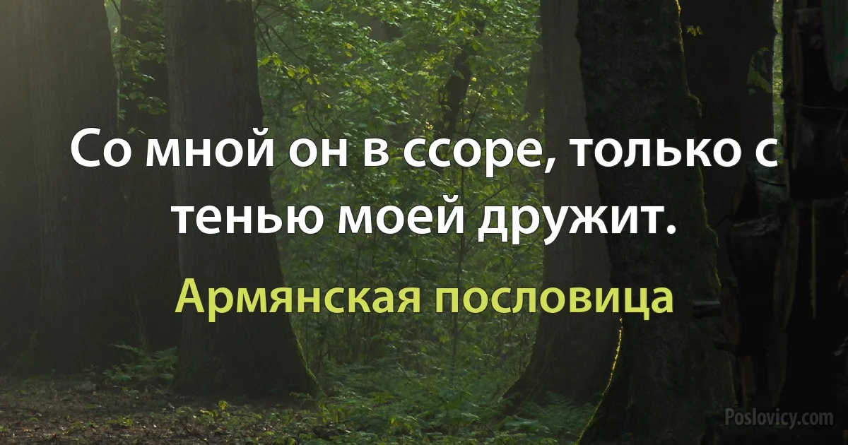 Со мной он в ссоре, только с тенью моей дружит. (Армянская пословица)