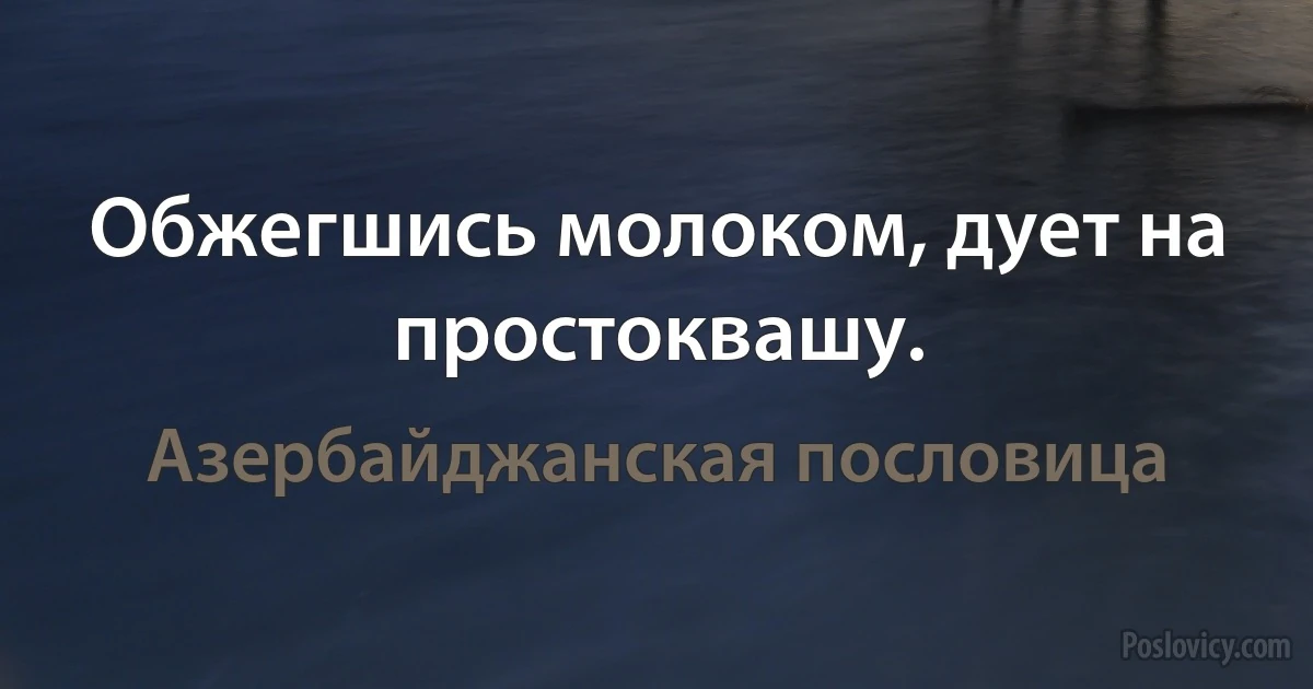 Обжегшись молоком, дует на простоквашу. (Азербайджанская пословица)