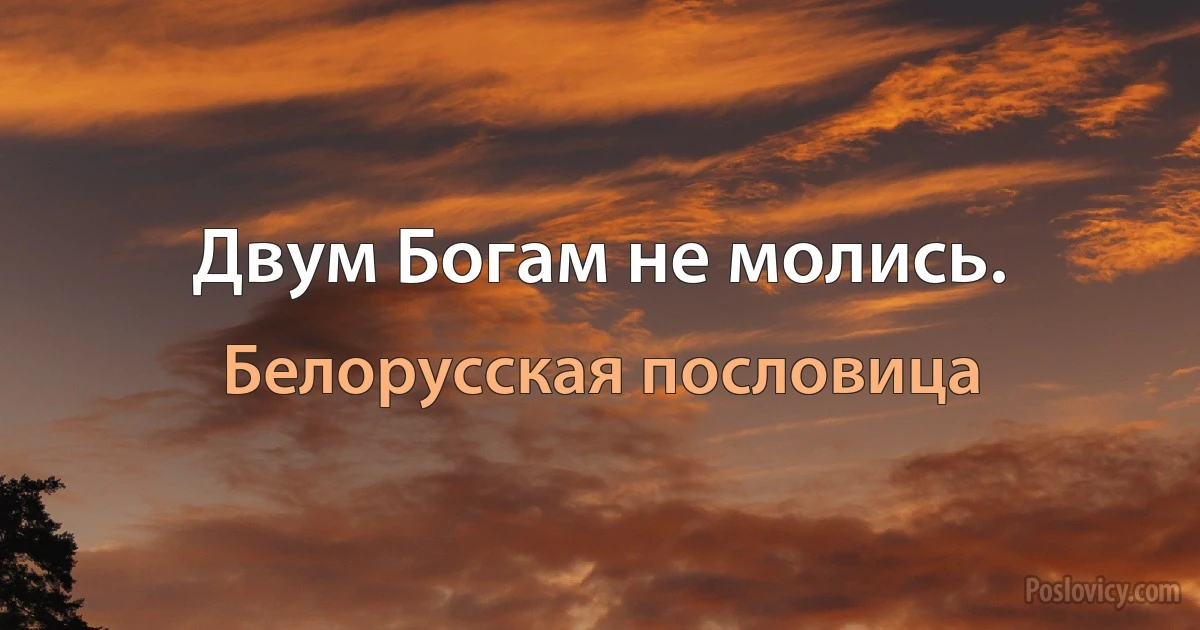 Двум Богам не молись. (Белорусская пословица)