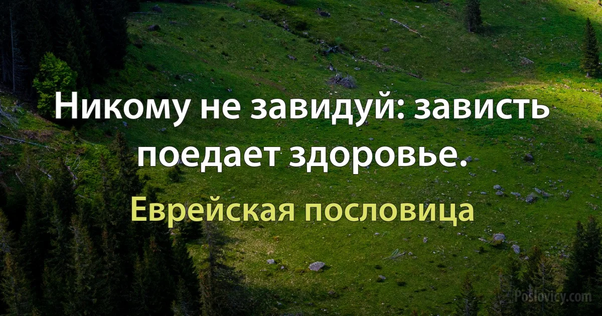 Никому не завидуй: зависть поедает здоровье. (Еврейская пословица)