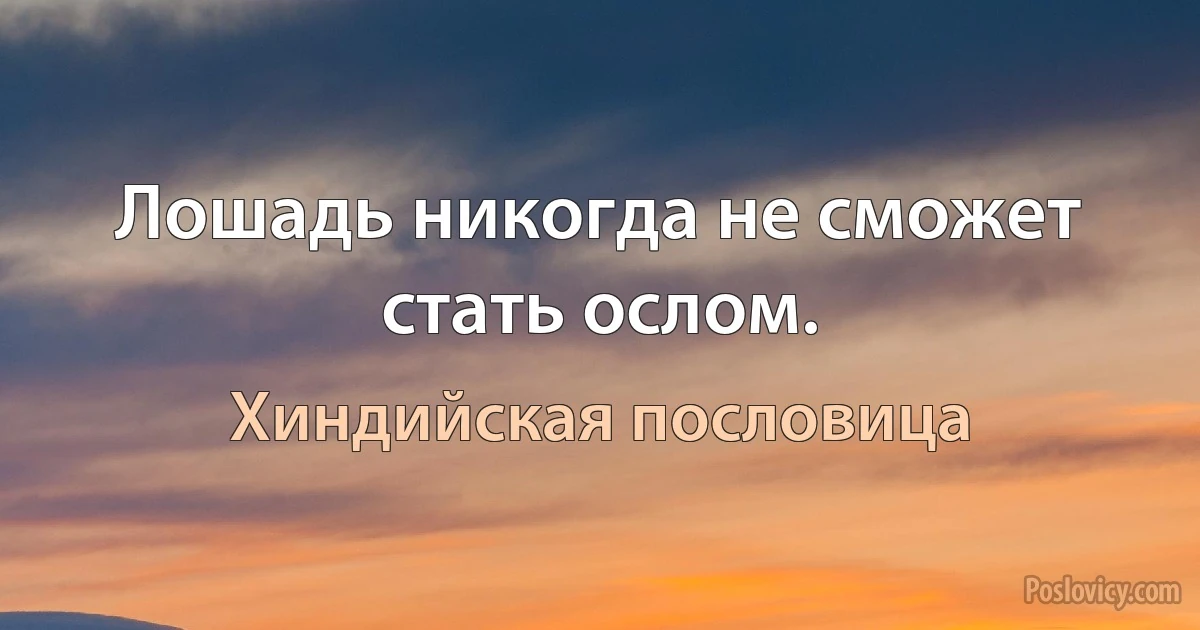 Лошадь никогда не сможет стать ослом. (Хиндийская пословица)