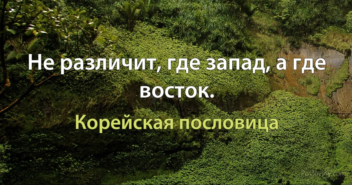 Не различит, где запад, а где восток. (Корейская пословица)