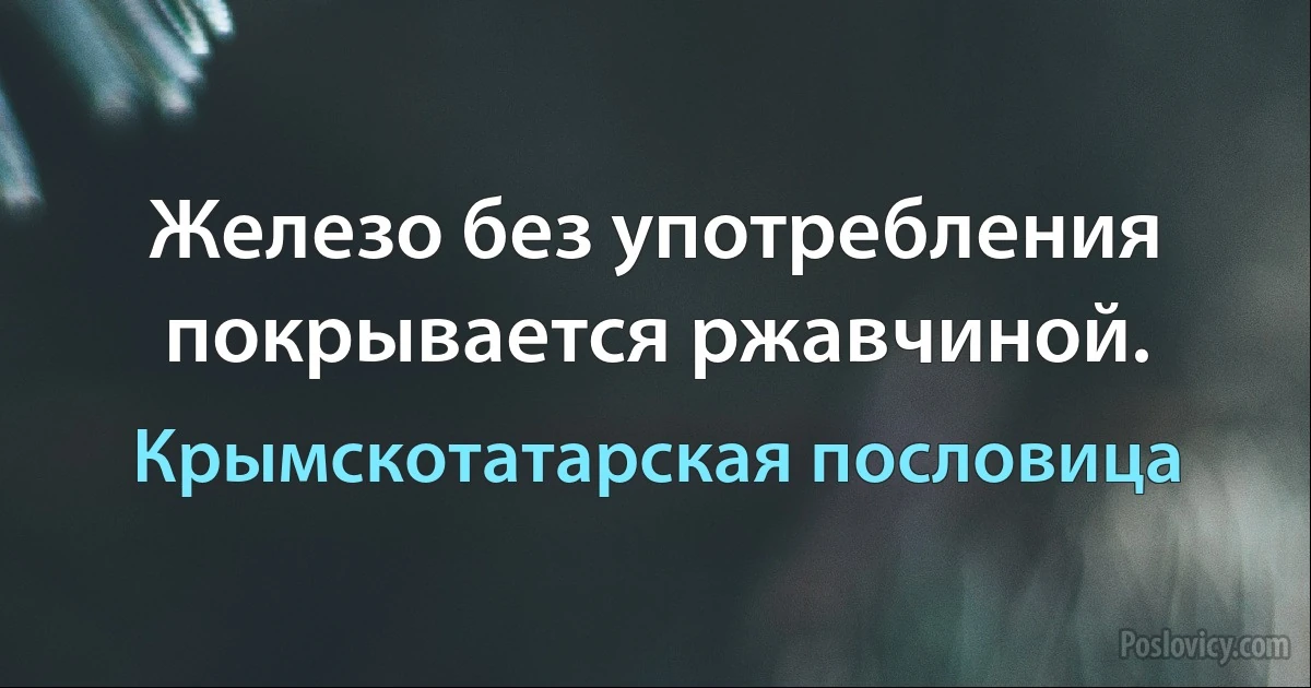 Железо без употребления покрывается ржавчиной. (Крымскотатарская пословица)