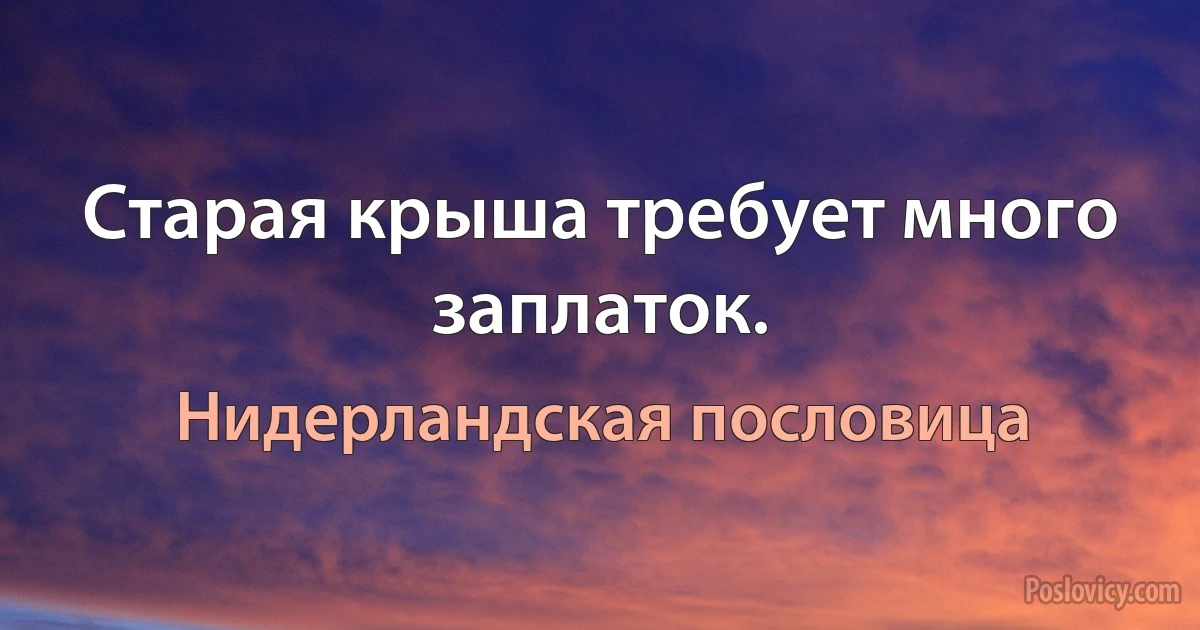 Старая крыша требует много заплаток. (Нидерландская пословица)