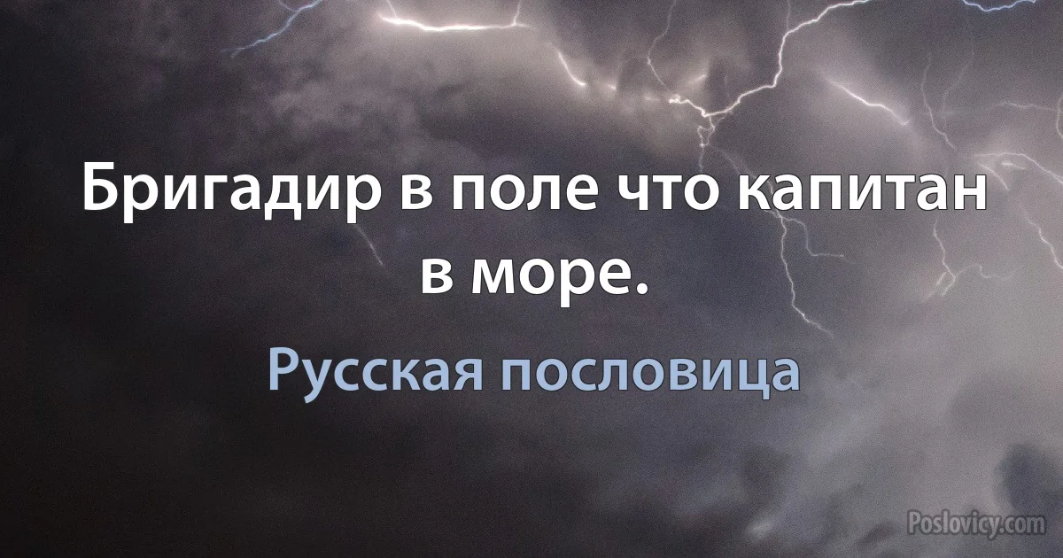 Бригадир в поле что капитан в море. (Русская пословица)