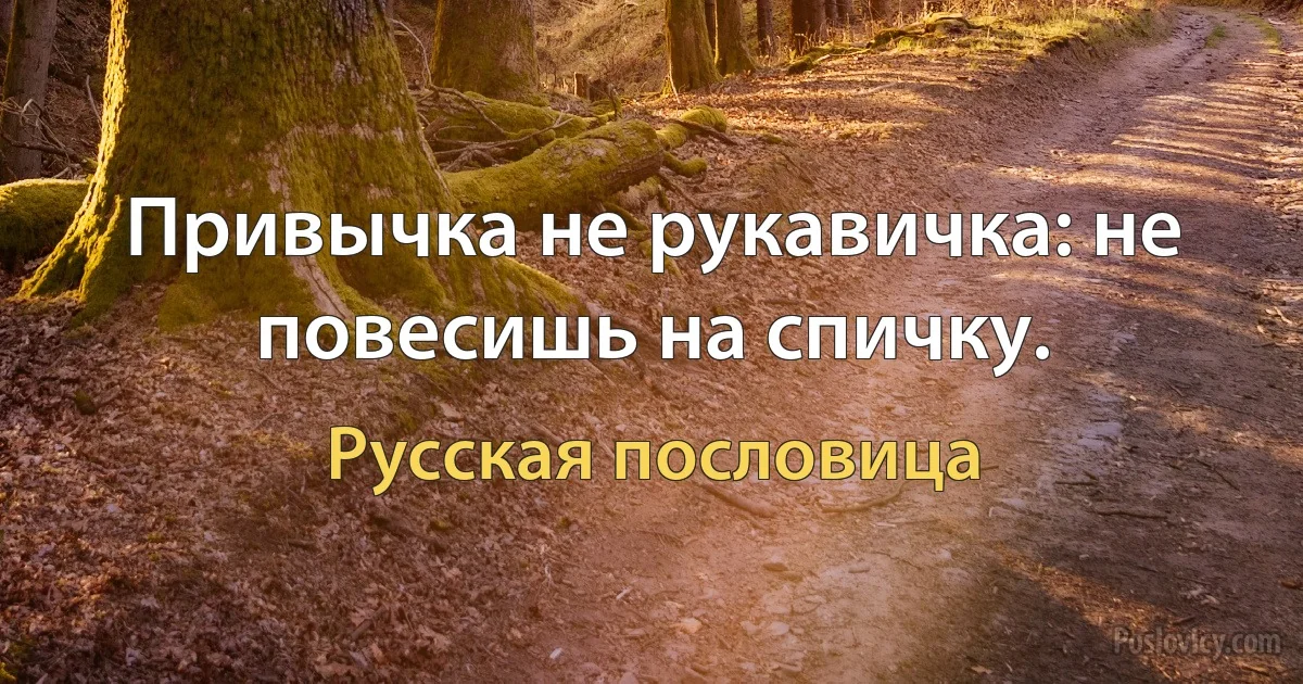 Привычка не рукавичка: не повесишь на спичку. (Русская пословица)