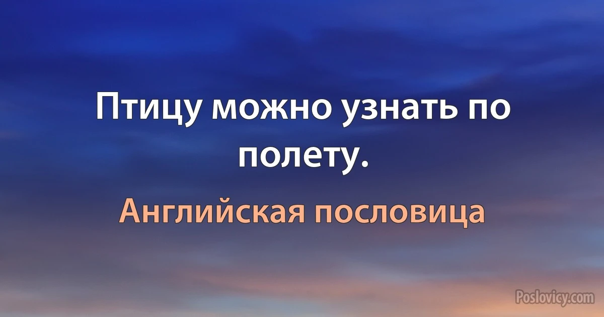 Птицу можно узнать по полету. (Английская пословица)