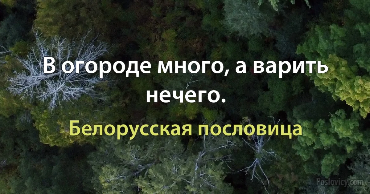 В огороде много, а варить нечего. (Белорусская пословица)