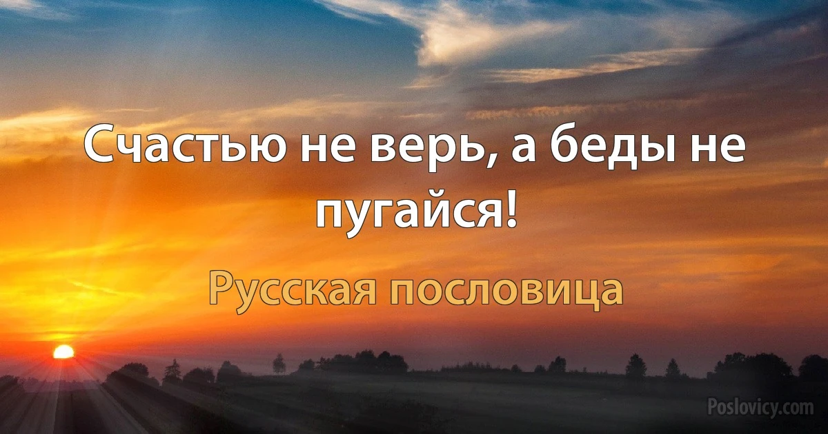 Счастью не верь, а беды не пугайся! (Русская пословица)