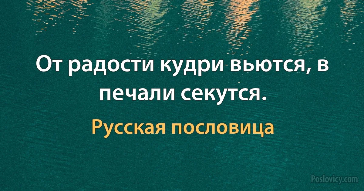 От радости кудри вьются, в печали секутся. (Русская пословица)