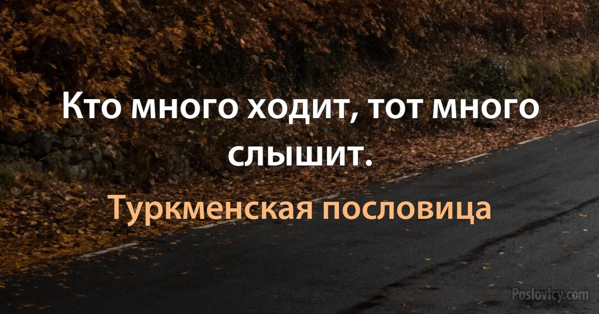 Кто много ходит, тот много слышит. (Туркменская пословица)