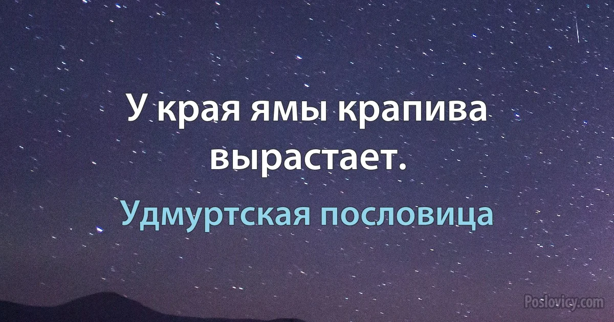 У края ямы крапива вырастает. (Удмуртская пословица)