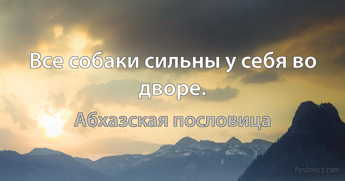 Все собаки сильны у себя во дворе. (Абхазская пословица)