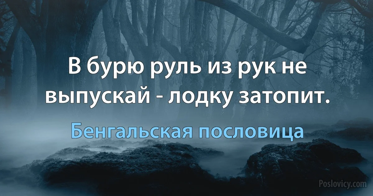 В бурю руль из рук не выпускай - лодку затопит. (Бенгальская пословица)