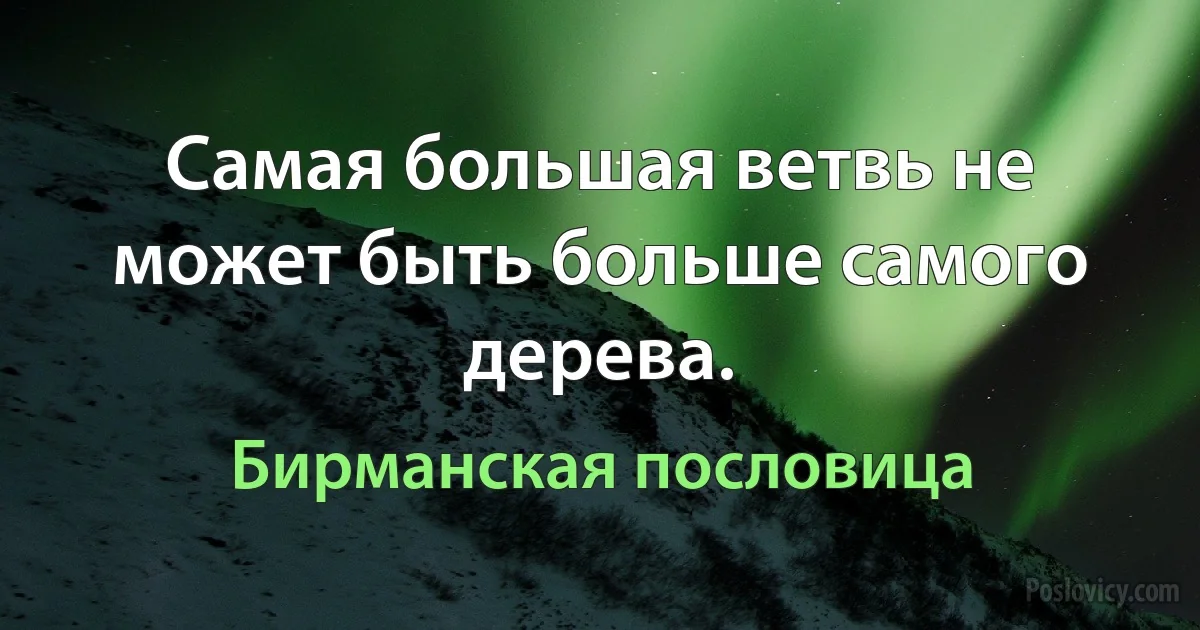 Самая большая ветвь не может быть больше самого дерева. (Бирманская пословица)