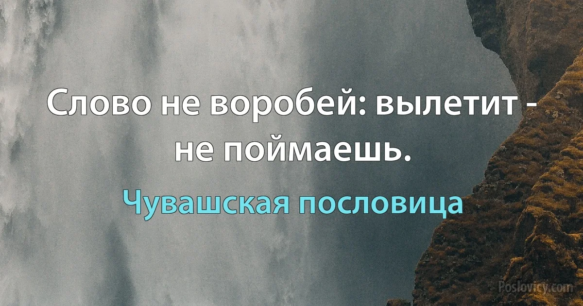 Слово не воробей: вылетит - не поймаешь. (Чувашская пословица)