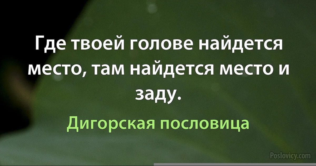 Где твоей голове найдется место, там найдется место и заду. (Дигорская пословица)