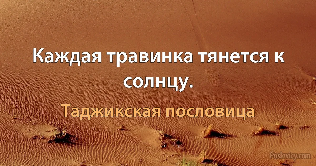 Каждая травинка тянется к солнцу. (Таджикская пословица)