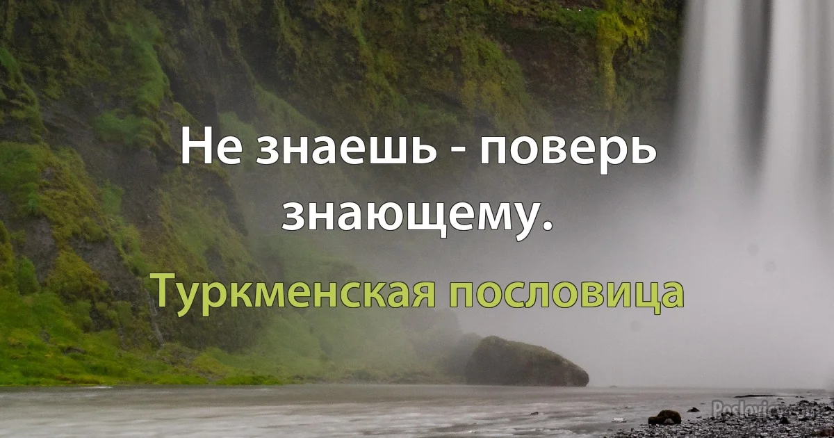 Не знаешь - поверь знающему. (Туркменская пословица)