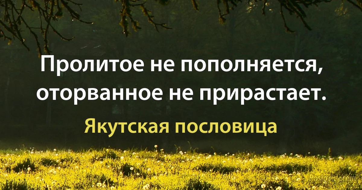 Пролитое не пополняется, оторванное не прирастает. (Якутская пословица)