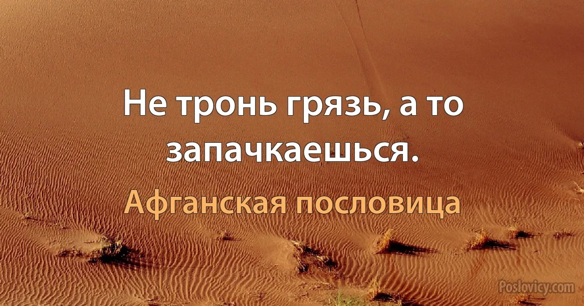 Не тронь грязь, а то запачкаешься. (Афганская пословица)