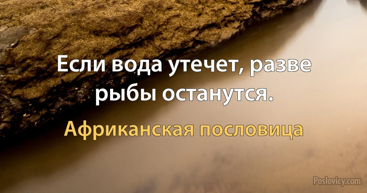 Если вода утечет, разве рыбы останутся. (Африканская пословица)