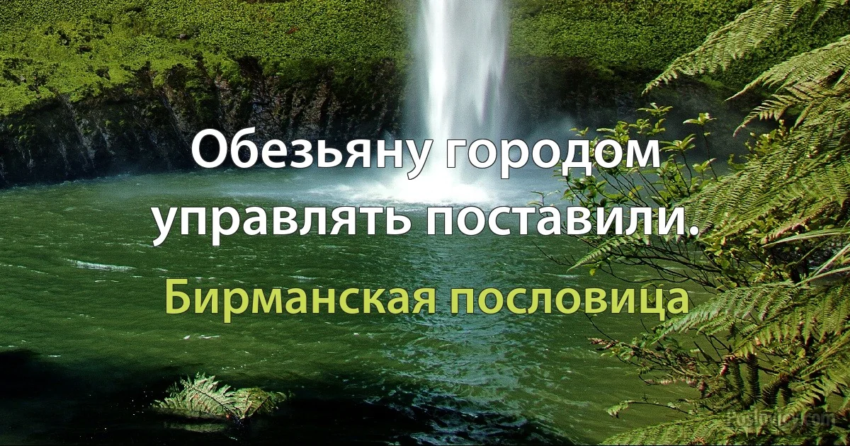 Обезьяну городом управлять поставили. (Бирманская пословица)