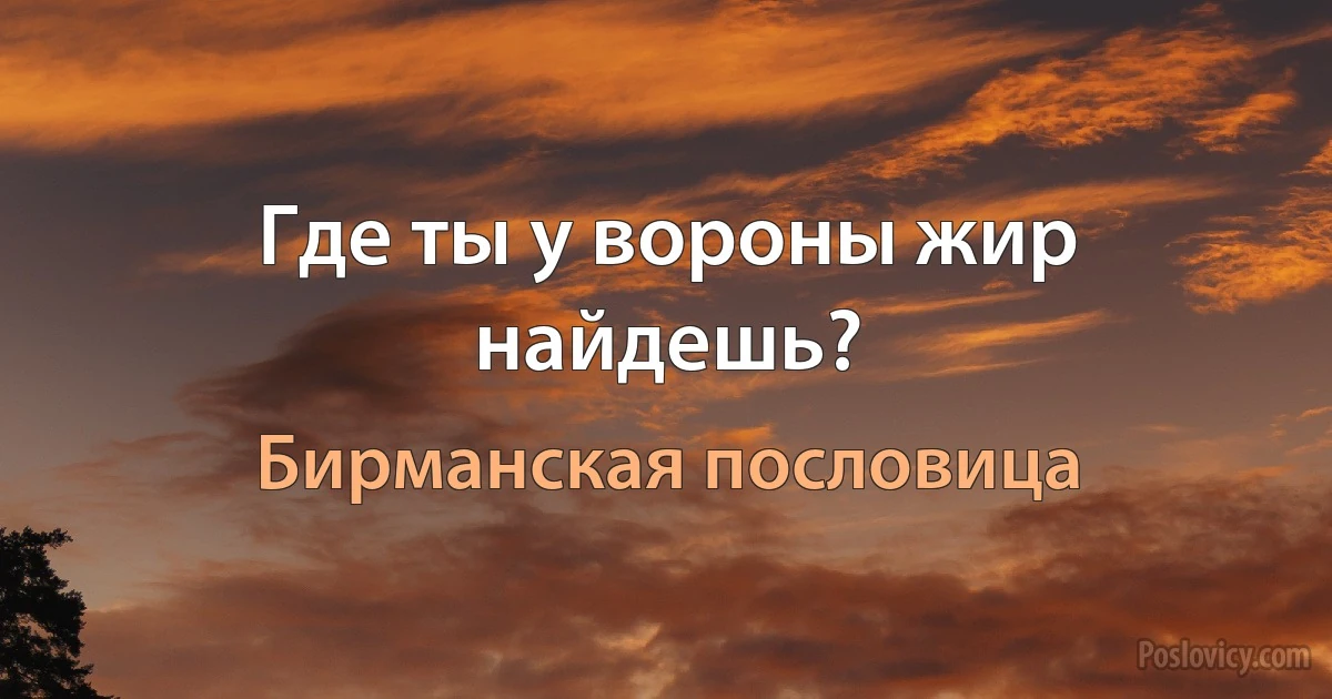 Где ты у вороны жир найдешь? (Бирманская пословица)