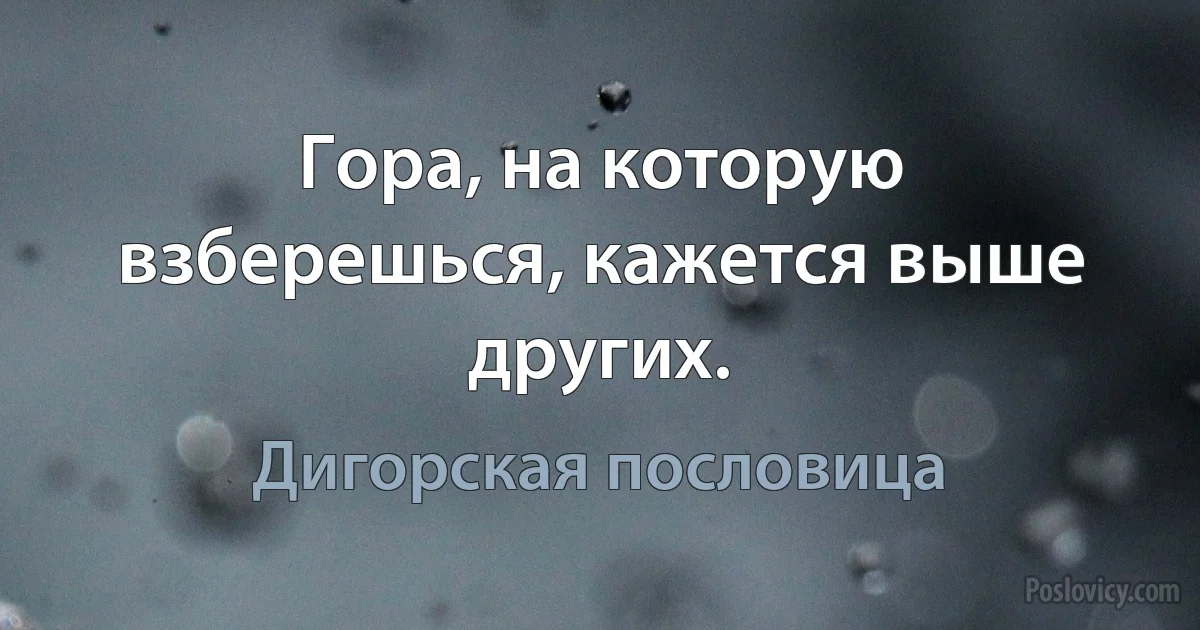 Гора, на которую взберешься, кажется выше других. (Дигорская пословица)