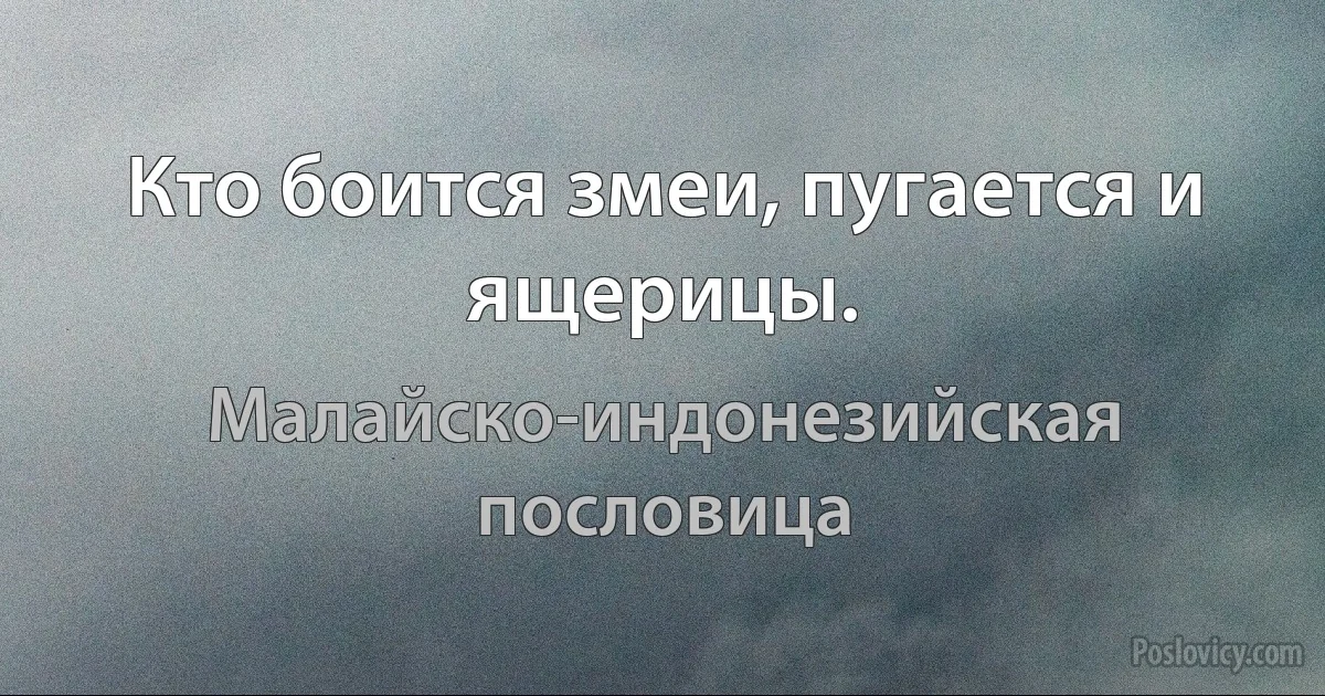 Кто боится змеи, пугается и ящерицы. (Малайско-индонезийская пословица)