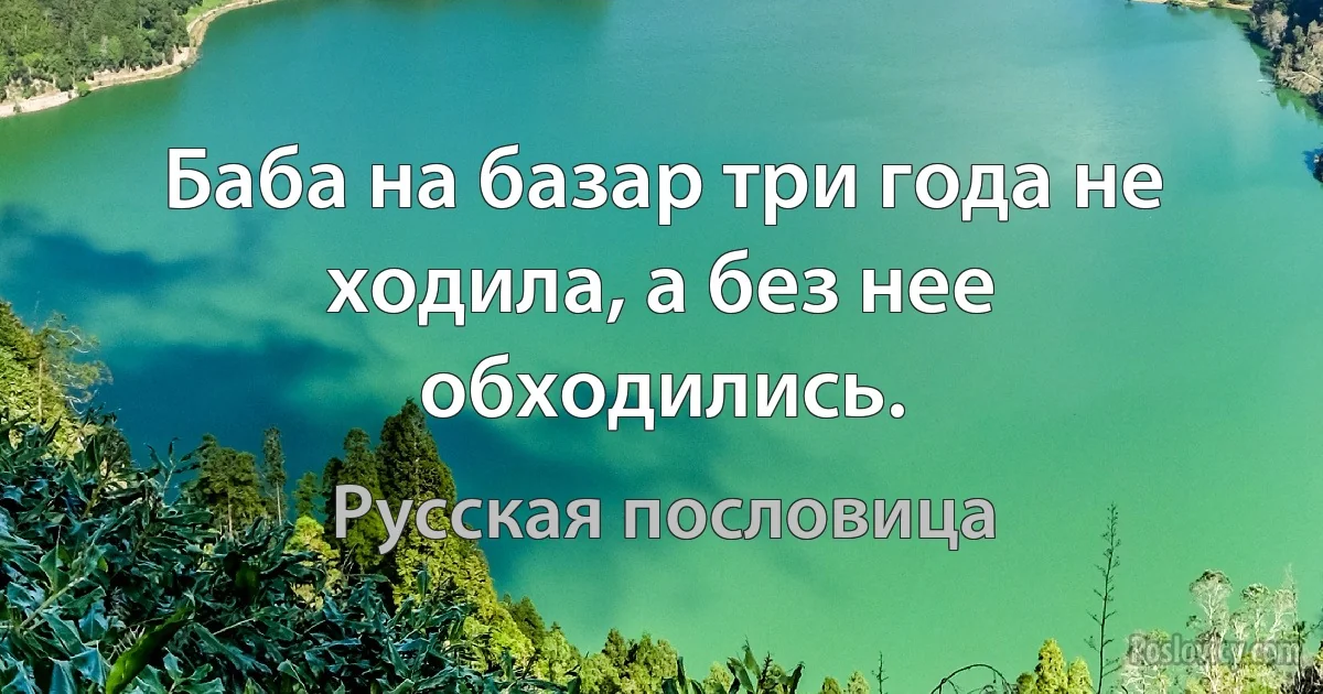 Баба на базар три года не ходила, а без нее обходились. (Русская пословица)