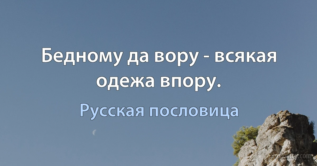 Бедному да вору - всякая одежа впору. (Русская пословица)