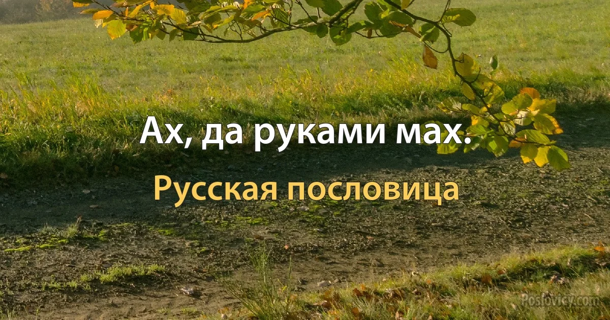 Ах, да руками мах. (Русская пословица)