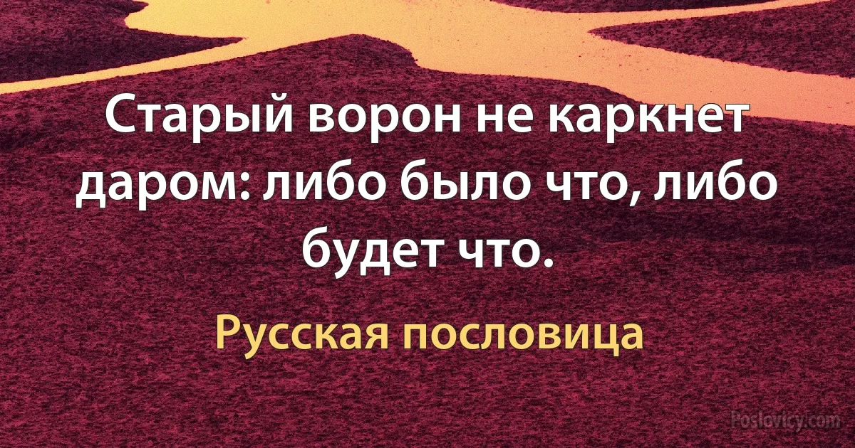 Старый ворон не каркнет даром: либо было что, либо будет что. (Русская пословица)