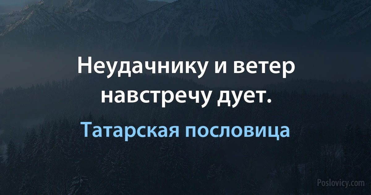 Неудачнику и ветер навстречу дует. (Татарская пословица)